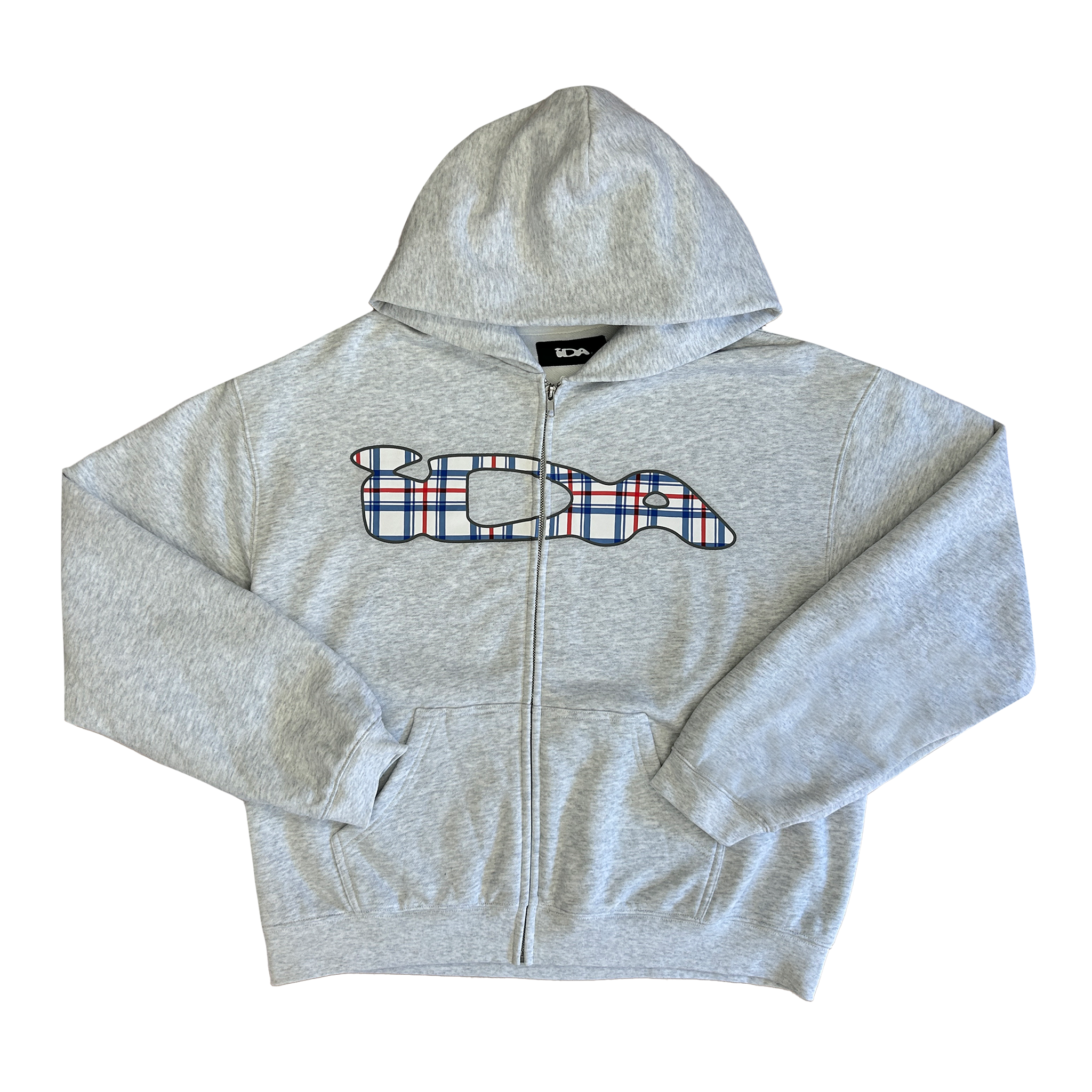 WHITE PLAID ZIP UP HTR GREY – IDA