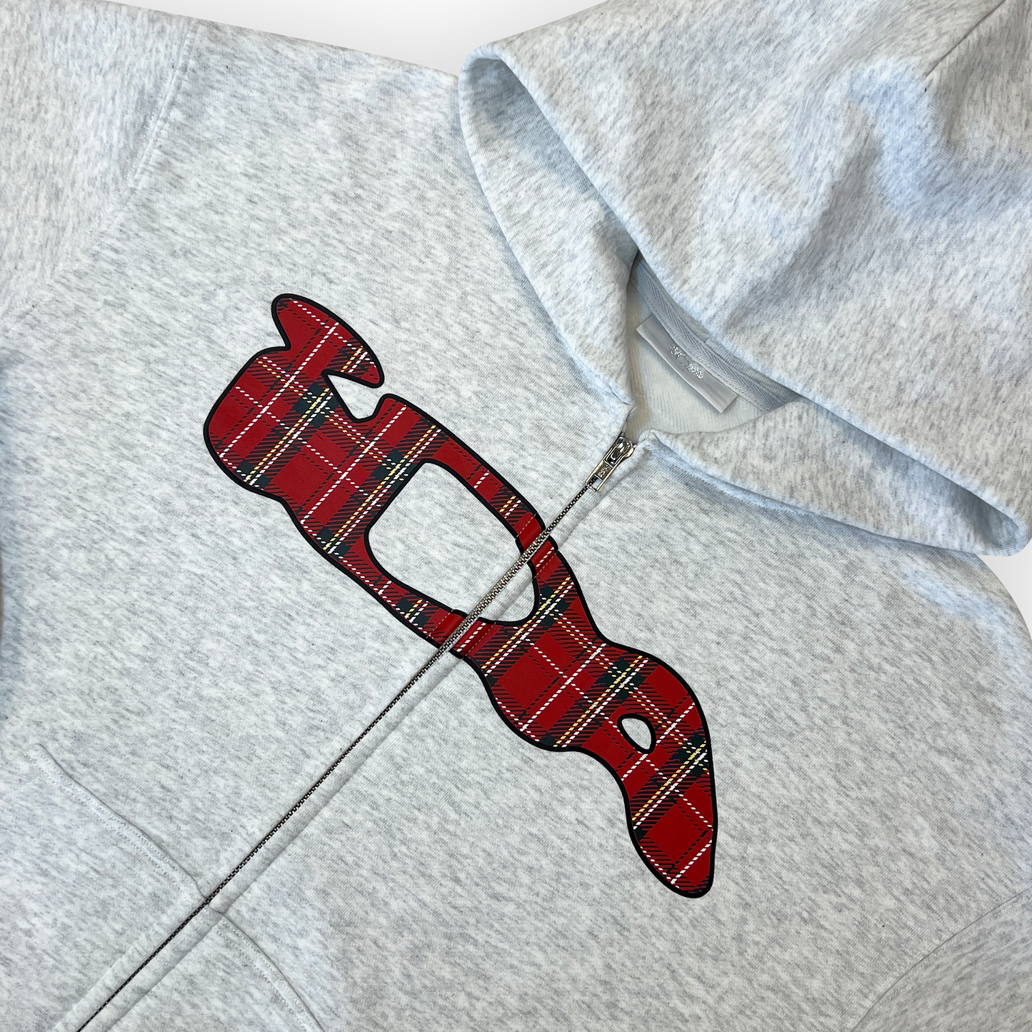 PLAID (RED) ZIP UP HTR GREY