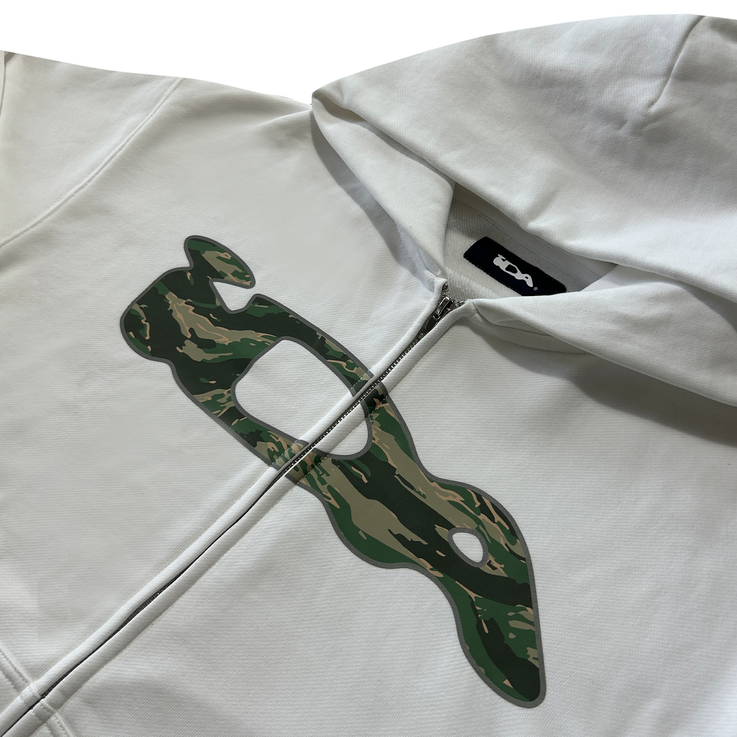 GREEN TIGER CAMO ZIP UP HOODIE (WHITE 3M PRINT)