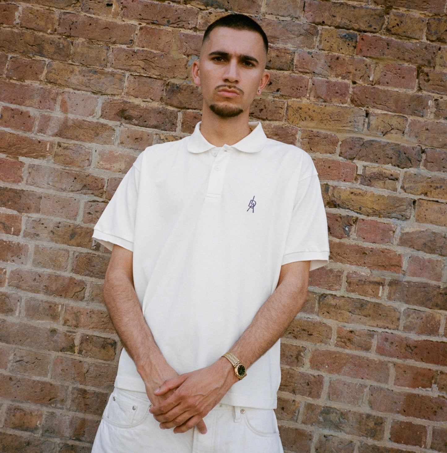 S/S WHITE MONOGRAM POLO