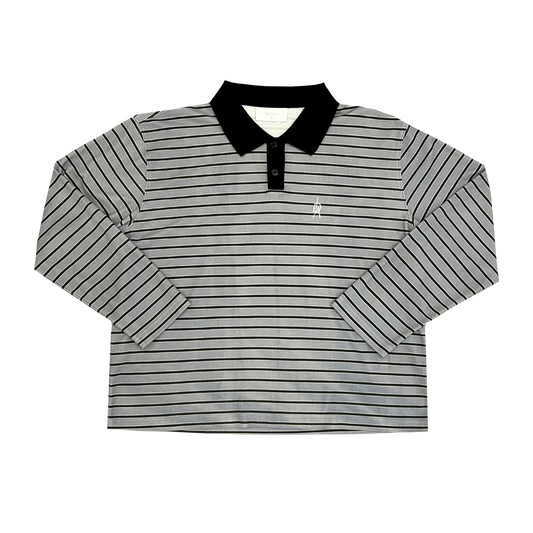 L/S MONOGRAM POLO (GREY / BLUE)