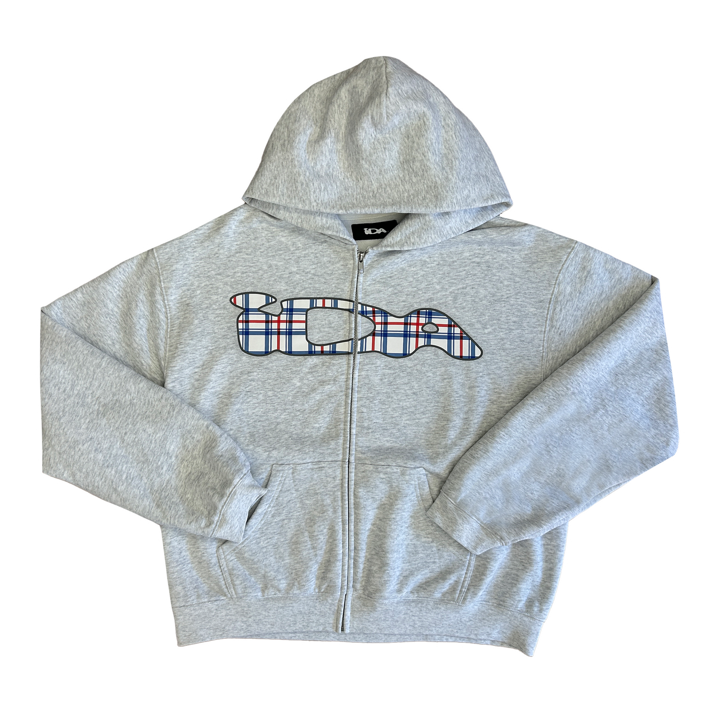 WHITE PLAID ZIP UP HTR GREY – IDA