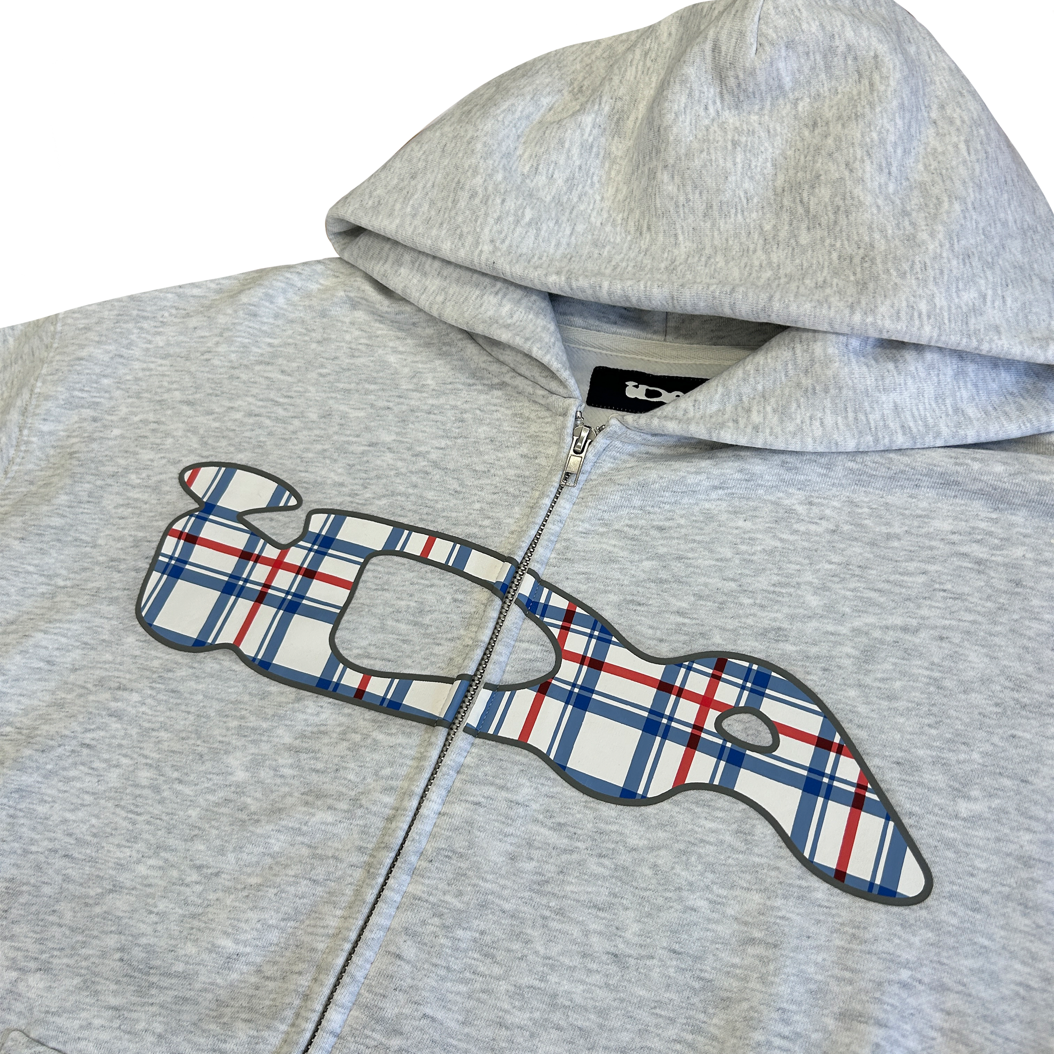 WHITE PLAID ZIP UP HTR GREY – IDA