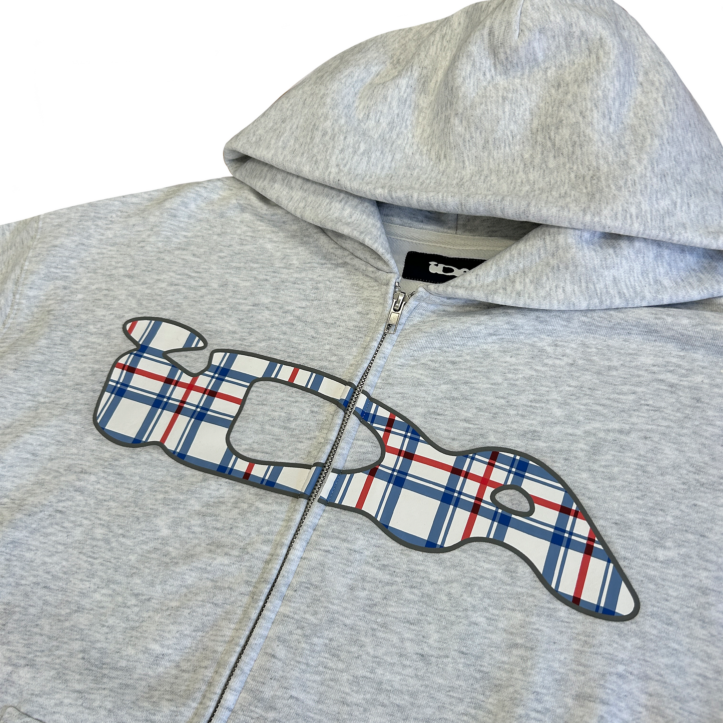 WHITE PLAID ZIP UP HTR GREY – IDA